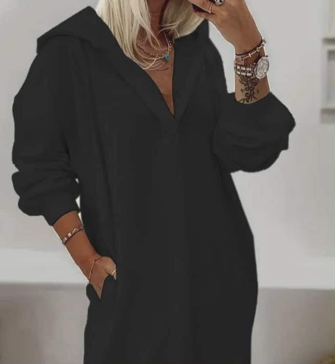 Svört hettupeysa síð