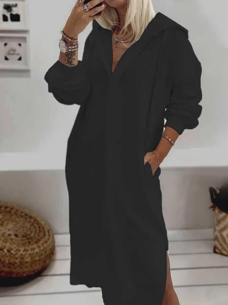 Svört hettupeysa síð