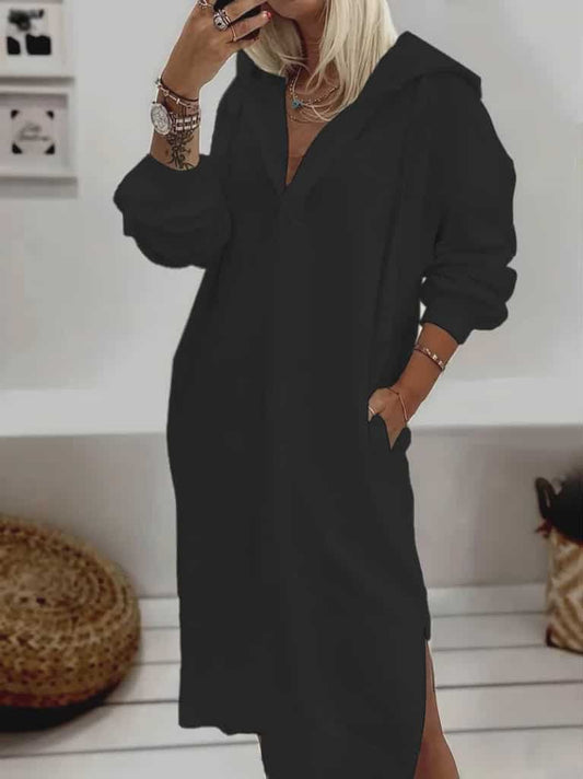 Svört hettupeysa síð