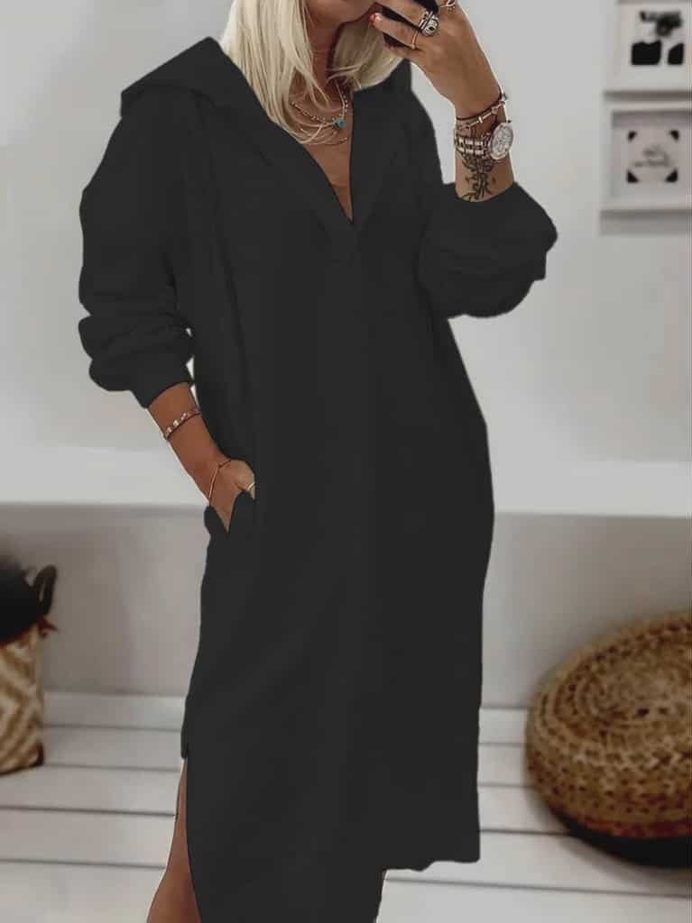 Svört hettupeysa síð